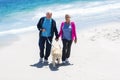 Cute mature couple walking their dog Royalty Free Stock Photo