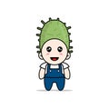 Cute mechanic character wearing cactus costume