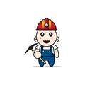 Cute mechanic character wearing miners costume