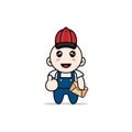 Cute mechanic character wearing postman costume