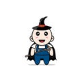Cute mechanic character wearing witch costume Royalty Free Stock Photo