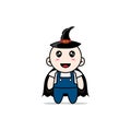 Cute mechanic character wearing witch costume Royalty Free Stock Photo