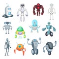 Cute mechanic monsters. Toys for kids. Characters of robots. Vector pictures in cartoon style Royalty Free Stock Photo