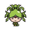 Cute medusa cartoon character filled with snake