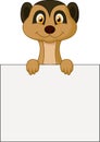 Cute meerkat cartoon holding blank sign Royalty Free Stock Photo