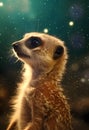 Cute Meerkat in the desert. Focal point and bokeh effect