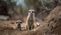 Cute meerkat family watching young monkey curiosity generated by AI Royalty Free Stock Photo