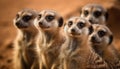 A cute meerkat portrait, looking at you with alertness generated by AI Royalty Free Stock Photo