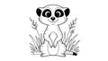 Cute Meerkat Standing Upright in Front of Grass Illustration Royalty Free Stock Photo