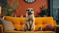 A cute meerkat thrives in the comfort of a modern home. Royalty Free Stock Photo