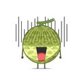 Cute melon character fright and got shocked isolated on white background. Melon character emoticon illustration