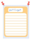 Cute memo note template. Do not forget sticky paper