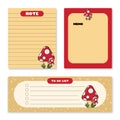 Cute memo template. A collection of striped notes, blank notebooks. Template for agenda, schedule, planners, checklists, notebooks