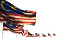 Cute memorial day flag 3d illustration - Malaysia isolated flags placed diagonal, picture with bokeh and place for text