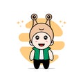 Cute men character wearing snail costume