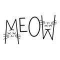 Cute meow cat quotes illustration vector with cat muzzle