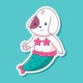 Cute mermaid dog vector cartoon character