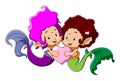 The cute mermaid are holding the love together