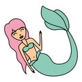 Cute mermaid icon Royalty Free Stock Photo