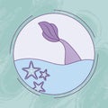 Cute mermaid tail in the sea Royalty Free Stock Photo