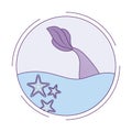 Cute mermaid tail in the sea Royalty Free Stock Photo