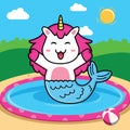 cute mermaid unicorn cartoon Royalty Free Stock Photo