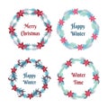 Cute Merry Christmas Circular Frame with christmas floral composition