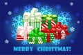 Cute Merry christmas different gifts, Creative packaging.Vector background