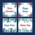 Cute Merry Christmas Frame with christmas floral composition