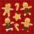 Cute Merry Christmas gingerbread cookies collection Royalty Free Stock Photo