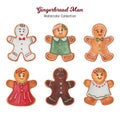 Cute Merry Christmas gingerbread cookies collection Royalty Free Stock Photo