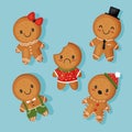 Cute Merry Christmas gingerbread cookies collection Royalty Free Stock Photo