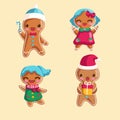 Cute Merry Christmas gingerbread cookies collection Royalty Free Stock Photo