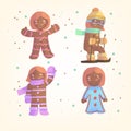 Cute Merry Christmas gingerbread cookies collection Royalty Free Stock Photo