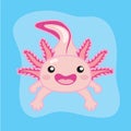 Cute mexican axolotl, cartoon mexican amphibian