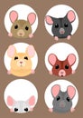 Cute mice face set