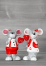 Cute mice with red hearts. Love and Valentines Day