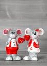 Cute mice with red hearts. Love Valentines Day decoration