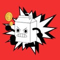 Cute milk box fighter cartoon character