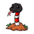 Cute milk snake cartoon out from hole