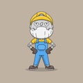 Cute miner robot in uniform