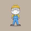 Cute miner robot wearing safety helmet