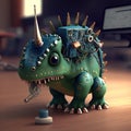 Cute mini electronic engineer dino 3d