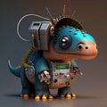 Cute mini electronic engineer dino 3d