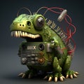 Cute mini electronic engineer dino 3d