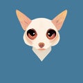 Cute miniature chihuahua head. The head of a small breed dog. Dog with erect ears. Stylized dog head. Digital