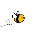 Cute Minimalist Cartoon Bee with Flight Trail Royalty Free Stock Photo