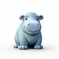 Cute 3d Hippopotamus Logo In Minimalist Style