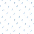 Cute minimalist seamless pattern with blue raindrops