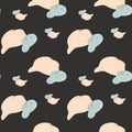 Cute minimalistic scandinavian square spot seamless pattern. Watercolor digital art on a black background. The print for a nursery